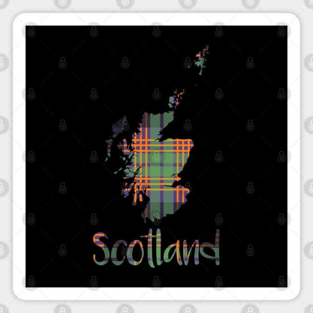 Scotland Halloween Coloured Tartan Map Typography Design Magnet by MacPean